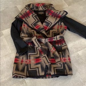 Pendleton Navajo blanket wool wrap lg 3/4coat